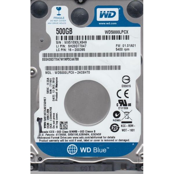 Western Digital Blue 500GB 5400 RPM Laptop Hard Drive (WD5000LPCX)