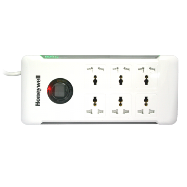Honeywell Platinum Series 6 Socket 1.5 Meter Power Cable Surge Protector (White)