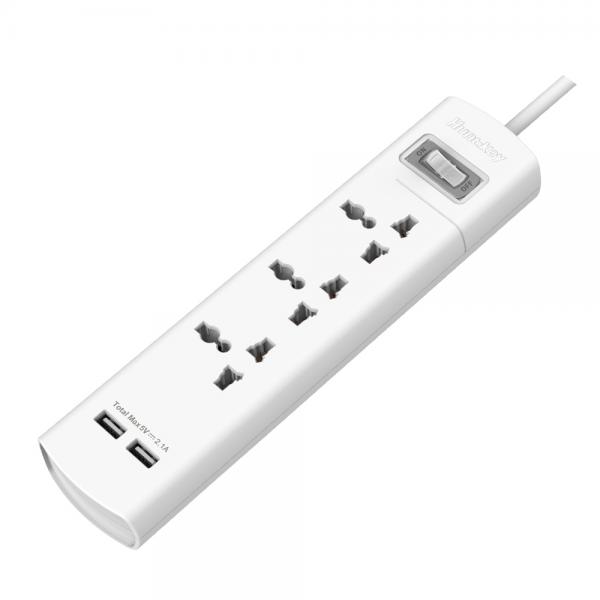 HUNTKEY 3 Socket 1.5 M Power Cable USB Charging Ports Surge Protector
