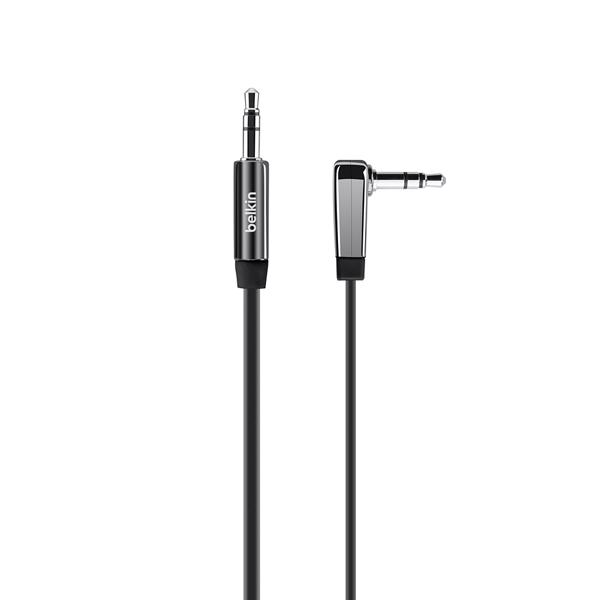 Belkin MIXIT 1.2 Meter Audio Cable With Flat Right Angle 3.5 mm Aux Connector (Black)