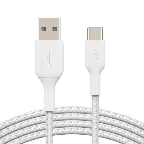 Belkin Boost Charge Braided USB-C To USB-A 2 Meter Charging And Sync Cable (White)