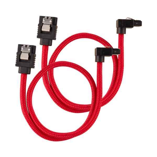 Corsair Premium Sleeved SATA 6Gbps 30cm 90° Connector Cable (Red)