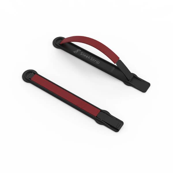 SleekStrip Phone Stand and Grip - Matte Black Base with Burgundy Red Strip