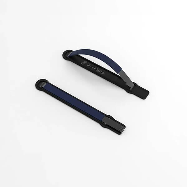 SleekStrip Phone Stand and Grip - Mattle Black Base with Navy Blue Strip