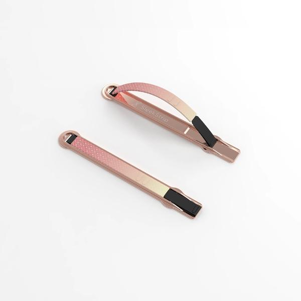 SleekStrip Phone Stand and Grip - Rose Gold Base With Ruby Sunset Strip