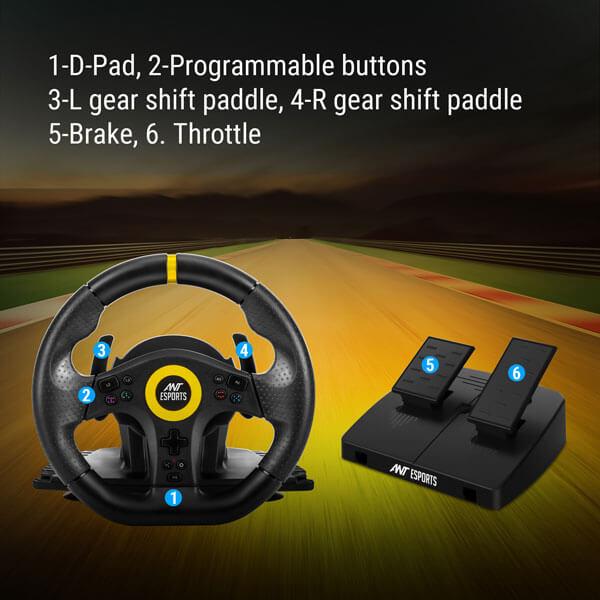 Ant Esports GW180 Corsa Racing Wheel & Pedal Set