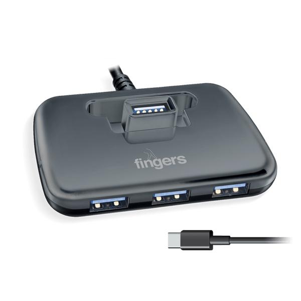 Fingers NextGen Type-C, USB 3.0 4 Port USB Hub (Dark Silver)