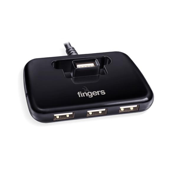Fingers Quadrant U2.0 4 Port USB Hub (Jet Piano Black)