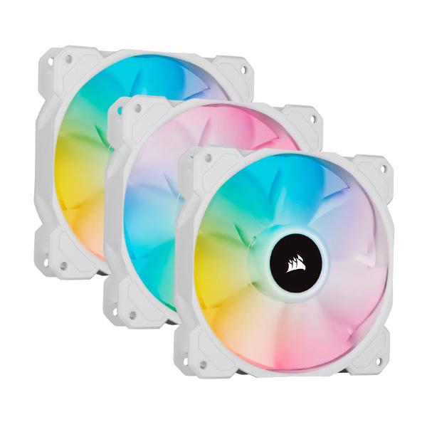 CORSAIR iCUE SP120 RGB ELITE Performance 120mm White PWM Triple Fan Kit with iCUE Lighting Node