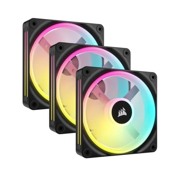 Corsair iCUE Link QX120 RGB Black 120mm PWM Cabinet Fan Starter Kit with iCUE Link System Hub (Triple Pack)