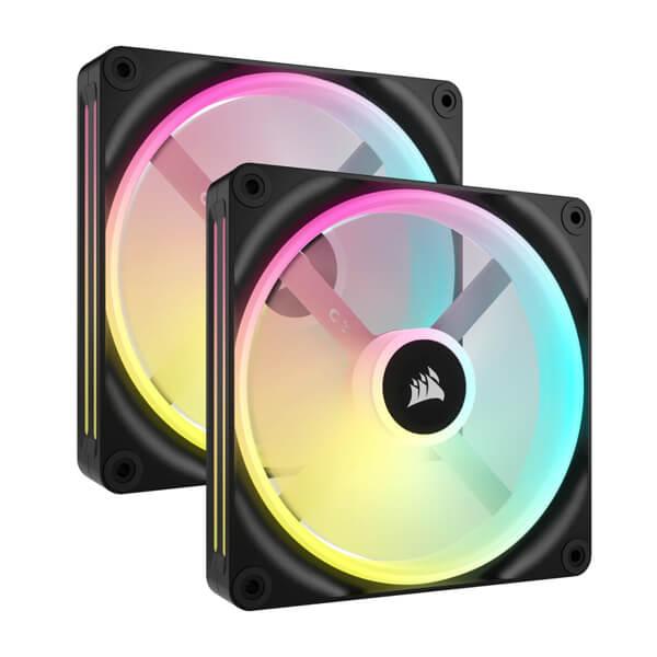 Corsair iCUE Link QX140 RGB Black 140mm PWM Cabinet Fan Starter Kit with iCUE Link System Hub (Dual Pack)