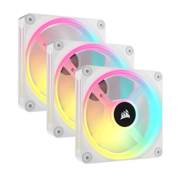 Corsair iCUE Link QX120 RGB White 120mm PWM Cabinet Fan Starter Kit with iCUE Link System Hub (Triple Pack)