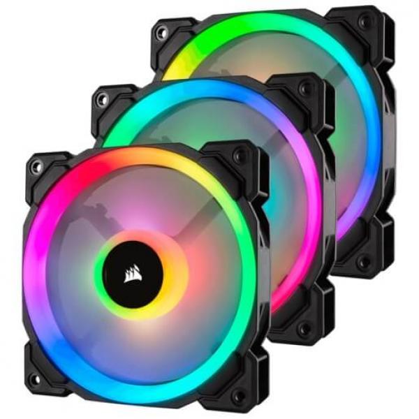 Corsair LL120 RGB - 120mm PWM Dual Light Loop RGB Cabinet Fan With Lighting Node Pro (Triple Pack)