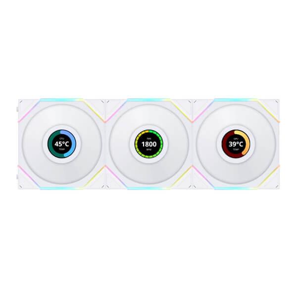 Lian Li UNI Fan TL LCD 120 Reverse Blade White Cabinet Fan (Triple Pack)