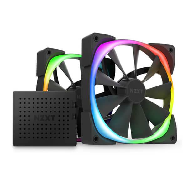 Nzxt Aer RGB 2 Starter Kit 140mm PWM RGB Black Cabinet Fan With RGB Controller (Twin Pack)