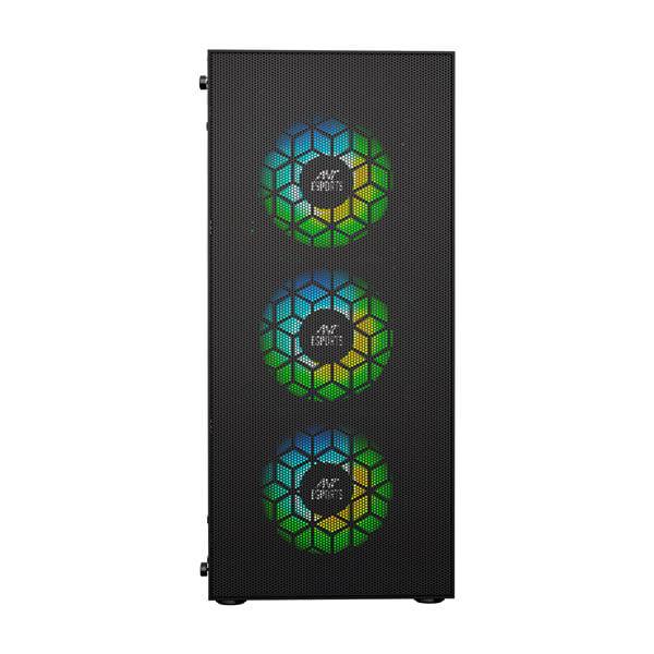 Ant Esports ICE-110 Auto RGB (E-ATX) Mid Tower Cabinet With Tempered Glass Side Panel (Black)