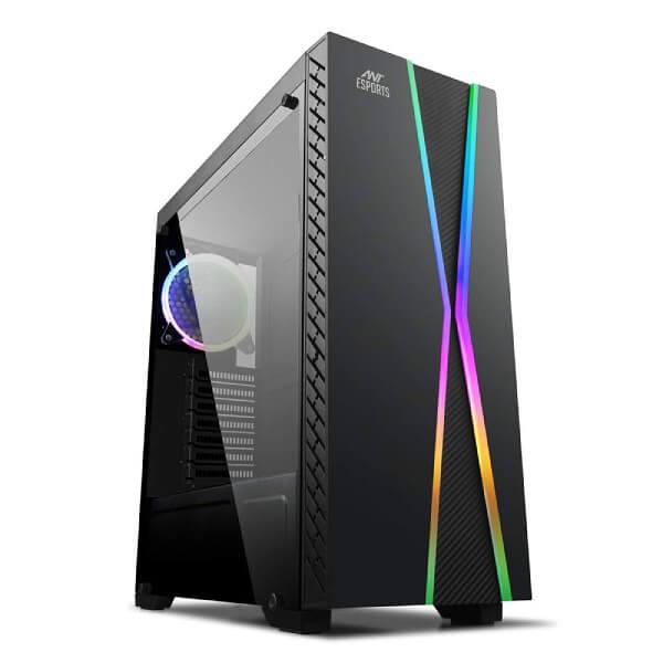 Ant Esports ICE-200TG ARGB (ATX) Mid Tower Cabinet With Tempered Glass Side Panel (Black)