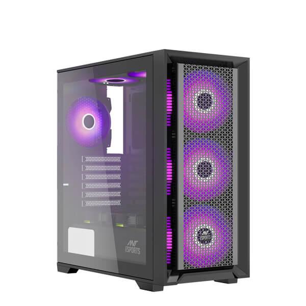 Ant Esports SX7 Auto RGB (ATX) Mid Tower Cabinet with Tempered Glass Side Panel (Black)