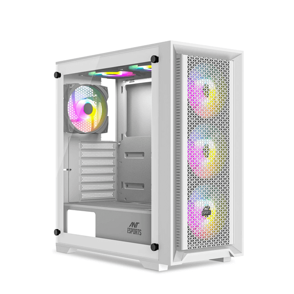 Ant Esports SX7 Auto RGB (ATX) Mid Tower Cabinet with Tempered Glass Side Panel (White)