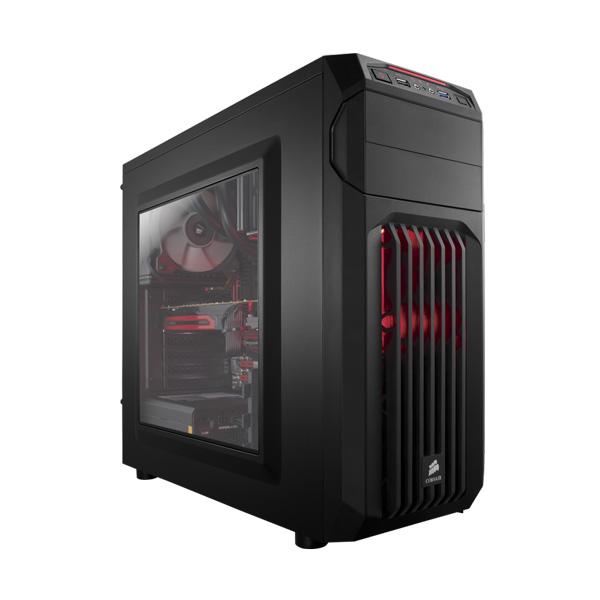 Corsair Spec-01 Red LED (ATX) Mid Tower Cabinet - With Transparent Side Panel (Black)