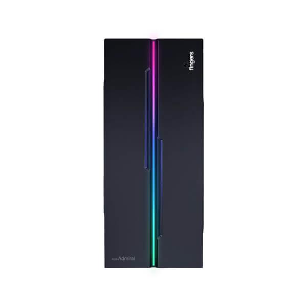 Fingers RGB-Admiral (ATX) Mid Tower Cabinet with Transparent Side Panel and ARGB LED Strip (Matte Black)