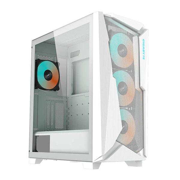 Gigabyte C301 Glass ARGB (E-ATX) Mid Tower Cabinet with Tempered Glass Side Panel, ARGB Connector Hub and PWM Fans (White)