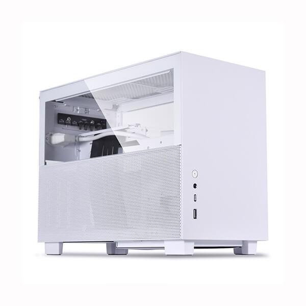 Lian Li Q58W3 (M-ITX) Mini Tower Cabinet With PCIe 3.0 Riser Cable and Tempered Glass Side Panel (White)