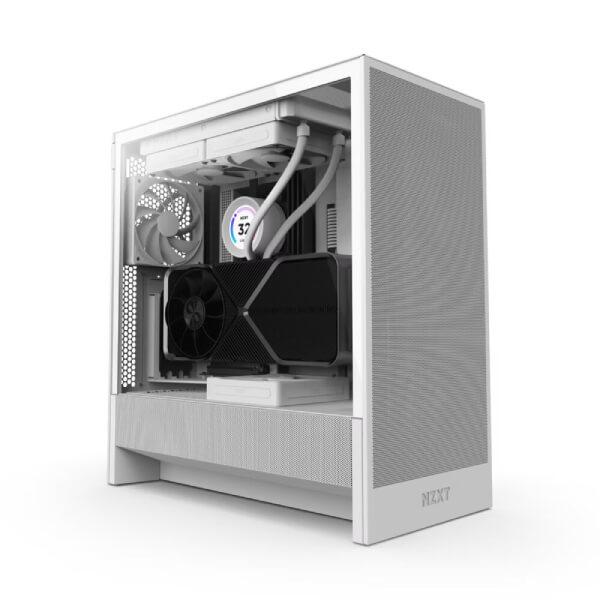 Nzxt H5 Flow 2024 Edition E-ATX White Mid Tower Case