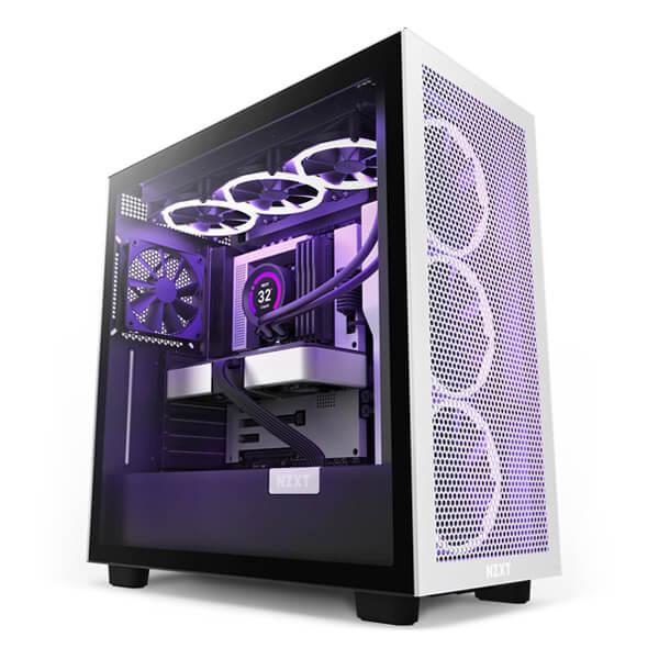 Nzxt H7 Flow (E-ATX) Mid Tower Cabinet With Tempered Glass Side Panel (White-Black)