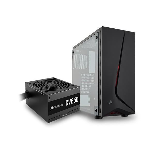 CORSAIR SPEC-05 (ATX) With CV650 SMPS Mid Tower Cabinet - With Transparent Side Panel (Black)