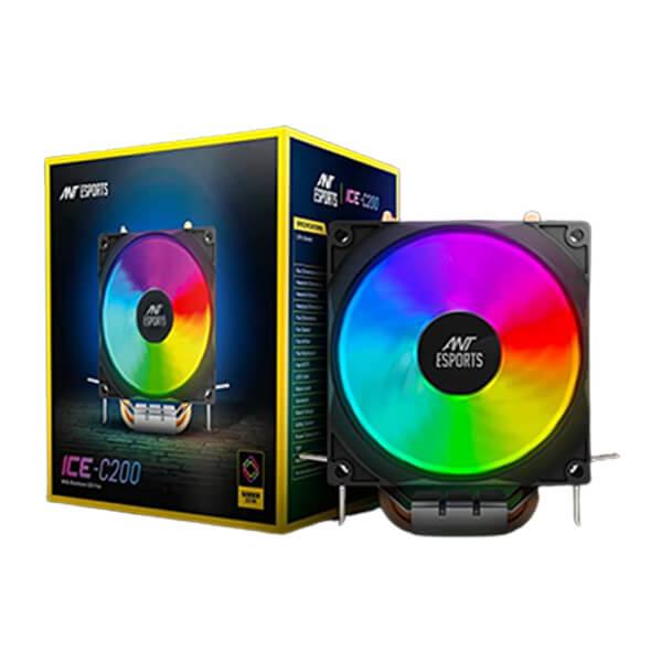 Ant Esports ICE-C200 120mm CPU Air Cooler With Rainbow LED
