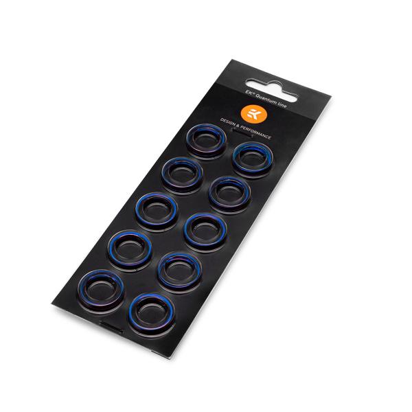 EK-Quantum Torque - Color Ring - 10-Pack HDC 16 - For 16mm Hard Tube Compression Fittings (Blue)