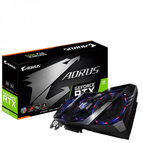 GIGABYTE GeForce RTX 2070 AORUS 8GB GDDR6 256-bit Gaming Graphics Card, Active Fan Control, Metal Backplate, RGB Fusion, GV-N2070AORUS-8GC