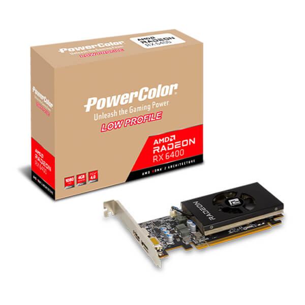 PowerColor Radeon RX 6400 Low Profile 4GB GDDR6 64-Bit Gaming Graphics Card