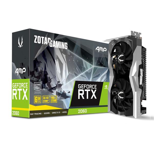 Zotac Gaming GeForce RTX 2060 AMP 6GB GDDR6 192-bit Gaming Graphics Card, Active Fan Control, Metal Backplate, White LED, ZT-T20600D-10M