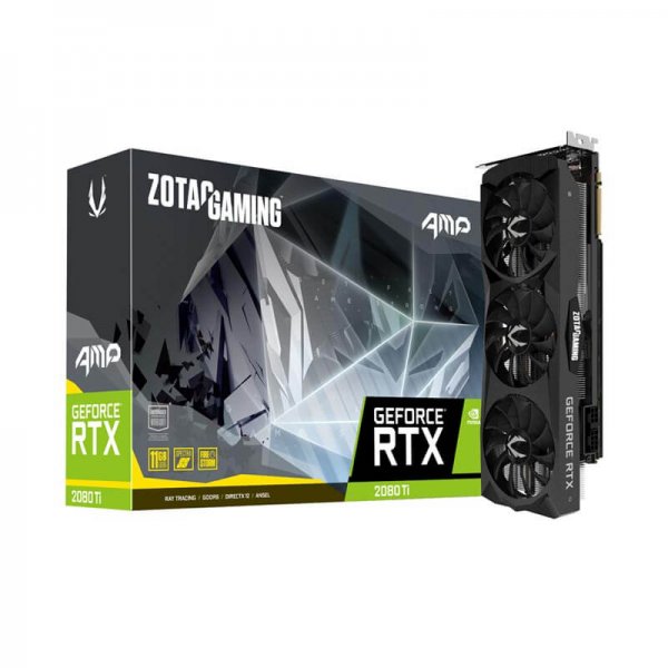 Zotac Gaming GeForce RTX 2080 Ti AMP 11GB GDDR6 352-bit Gaming Graphics Card, Active Fan Control, Metal Backplate, Spectra Lighting, ZT-T20810D-10P