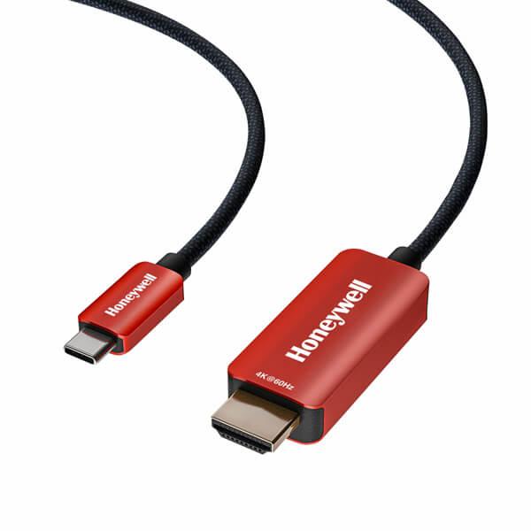 Honeywell Type C To HDMI Braided Cable (2 Meter, Red)