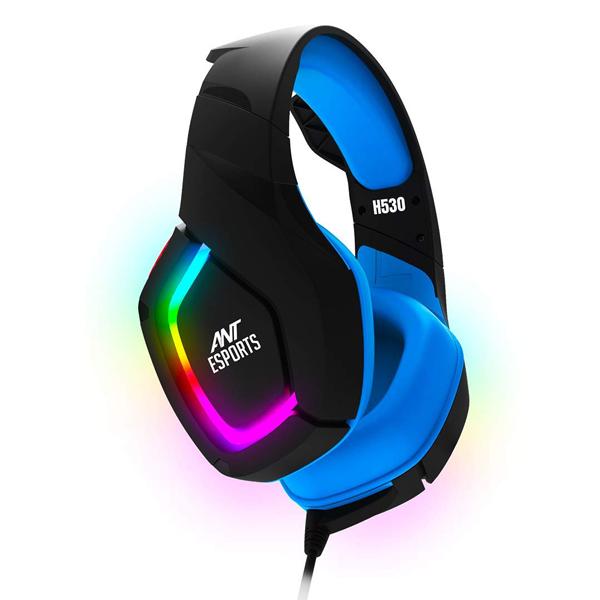 Ant Esports H530 Multi-Platform Pro RGB Gaming Over Ear Headset With Mic (Black-Blue)