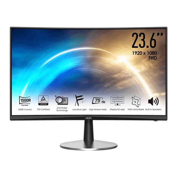 MSI Pro MP242C - 24 Inch Business Monitor (1500R Curved, AMD FreeSync, 1ms Response Time, Frameless, FHD VA Panel, HDMI, D-Sub, Speakers)