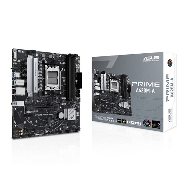 Asus Prime A620M-A Motherboard (AMD Socket AM5/Ryzen 7000 Series CPU/Max 128GB DDR5 6400MHz Memory)