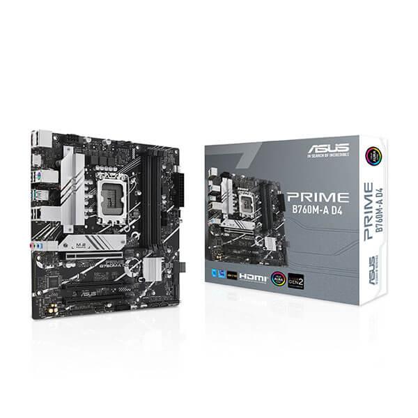 Asus Prime B760M-A D4 Motherboard (Intel Socket 1700/13th and 12th Generation Core Series CPU/Max 128GB DDR4 5333MHz Memory)
