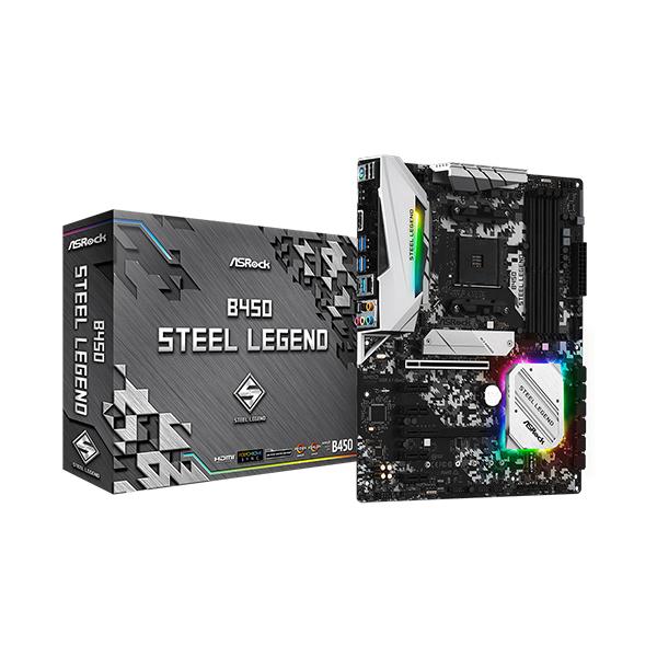ASRock B450 Steel Legend Motherboard (AMD Socket AM4/Ryzen Series CPU/Max 128GB DDR4 3533MHz Memory)