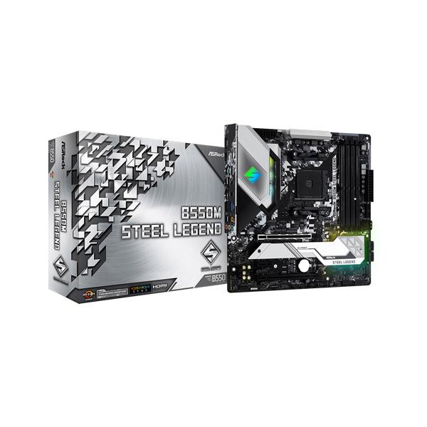 ASRock B550M Steel Legend Motherboard (AMD Socket AM4/Ryzen 5000, 4000G and 3000 Series CPU/Max 128GB DDR4 4733MHz Memory)