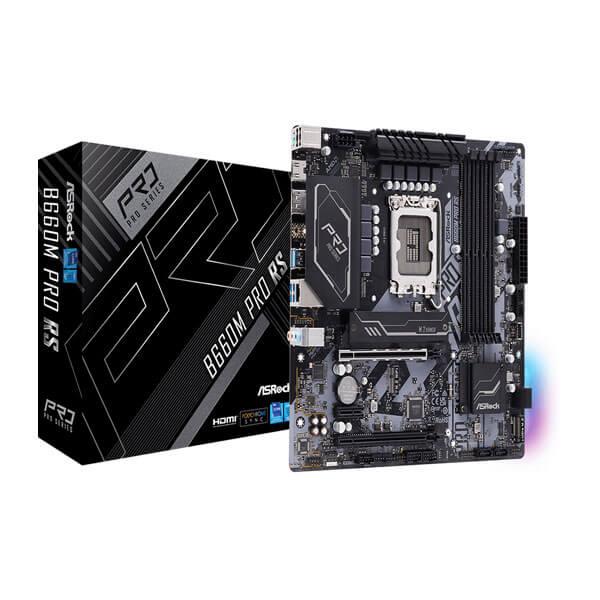 ASRock B660M Pro RS Motherboard (Intel Socket 1700/13th and 12th Generation Core Series CPU/Max 128 GB DDR4 5333MHz Memory)