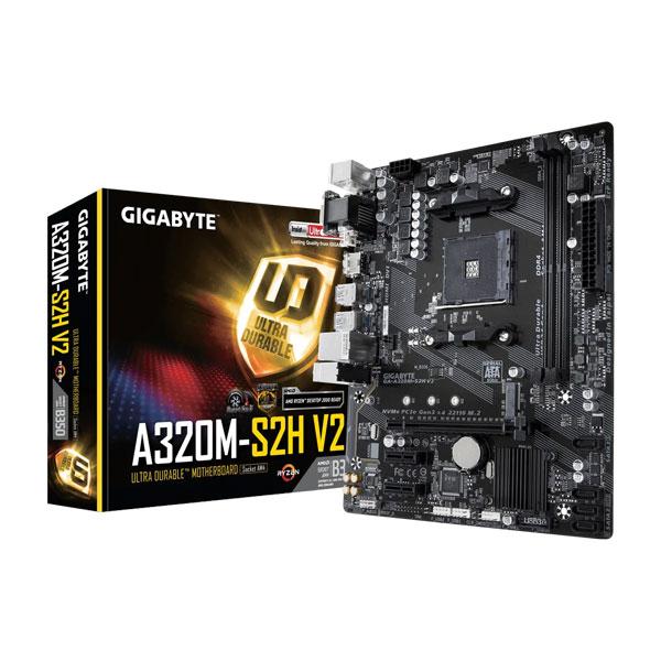 Gigabyte A320M-S2H V2 Motherboard (AMD Socket AM4/Ryzen Series CPU/Max 32GB DDR4 3200MHz Memory)