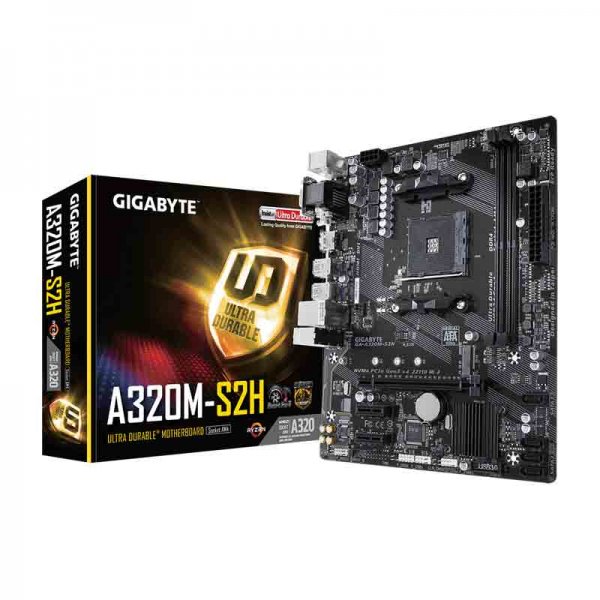 Gigabyte GA-A320M-S2H Motherboard (AMD Socket AM4/Ryzen Series CPU/Max 32GB DDR4-3200MHz Memory)