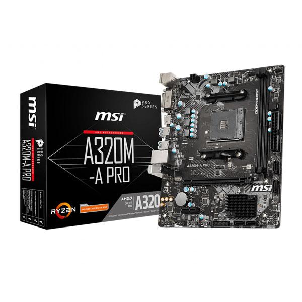 Msi A320M-A Pro Motherboard (AMD Socket AM4/Ryzen Series CPU/Max 64GB DDR4 3200MHz Memory)