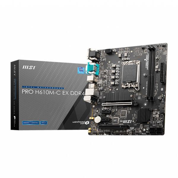 MSI Pro H610M-C EX DDR4 Motherboard (Intel Socket 1700/12th Generation Core Series CPU/MAX 64GB DDR4 3200MHz Memory)