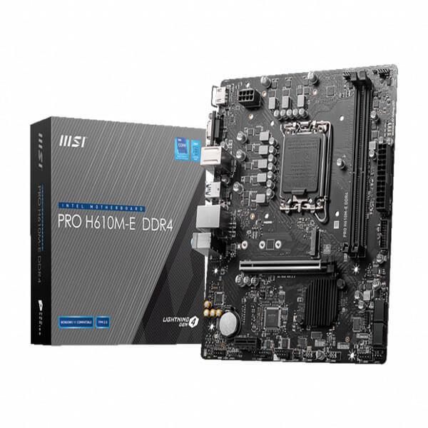 MSI Pro H610M-E DDR4 Motherboard (Intel Socket 1700/12th Generation Core Series CPU/MAX 64GB DDR4 3200MHz Memory)