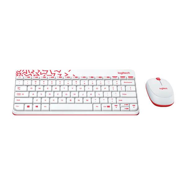 Logitech MK240 Wireless Mouse and Keyboard Combo (White-Red)